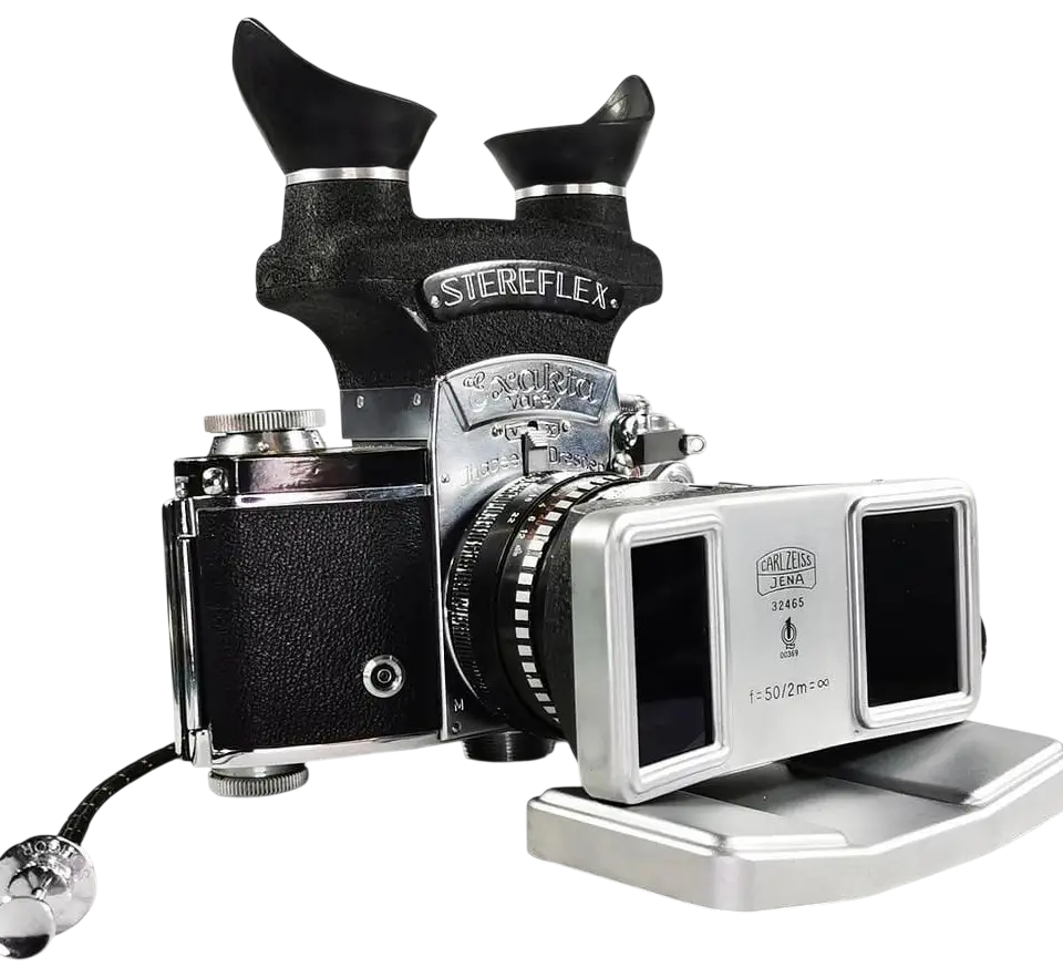 Exakta Stereflex — sistema de fotografía estereoscópica para Exakta Varex, Ihagee Dresde, años 50